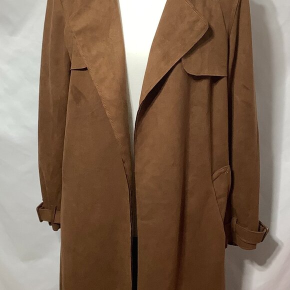 M MAGASCHONI WOMENS VEGAN FAUX LEATHER FALL TRENCH COAT-SIZE XLARGE - Picture 2 of 7